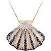 14K 2/Tone 30Mm Shell Pendant With 7 White Sapphires And 74 Blue Sapphires