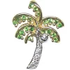 14K 2/Tone 15Mm Single Palm Tree Pendant With 5 Diamonds & 20 Tsavorites