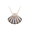 14K 2/Tone Shell Pendant With 7 White Sapphires And 57 Blue Sapphires