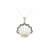 14K 2/Tone Shell Pendant With 21 Blue Sapphires