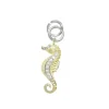 14K 2/Tone Single Sea Horse Charm With 9 Diamonds