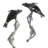 14K White Gold Mother And Babies Seal Pendant With 6 Diamonds In Black Rhodium