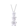 14K White Gold Plumeria Lei Slide Pendant With 3 Diamonds