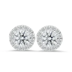 18K White Gold Stud Earrings With 0.42 Ct And 1.00 Ct Diamonds