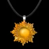 14K White Gold Sun Pendant