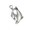14K White Rhodium Mother And Baby Seal Pendant With 4 Diamonds