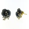 18K Yellow Gold Diamond .66 Carat Weight Total Gray Leaf Earrings