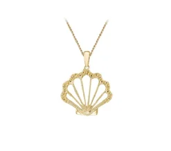 14K Yellow Gold Shell Pendant With 21 Yellow Sapphires