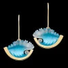 14K Yellow Gold Wave Earrings With .02Ct Diamonds