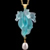 14K Yellow Gold With Pearl Three Seahorses Pendant
