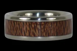 Mac Nut Wood Inlay Titanium Ring