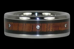 Mens Diamond Wood Titanium Ring