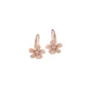 8Mm 14K Plumeria Earrings With 2 Diamonds
