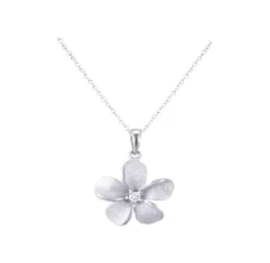 11Mm 14K Plumeria Pendant With 0.02 Carats Diamond
