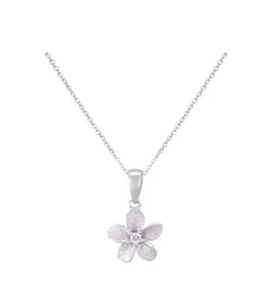 8Mm 14K Plumeria Pendant With 0.02 Carats Diamond