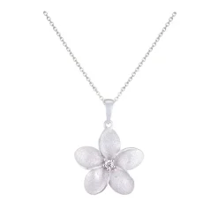 18Mm 14K Plumeria Pendant With 0.05 Carat Diamond