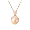 Rose Gold Octopus Pendant With 12Mm Peach Fresh Water Pearl & Diamonds