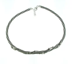 Sterling Silver Grey Mesh High Polish Ball Necklace