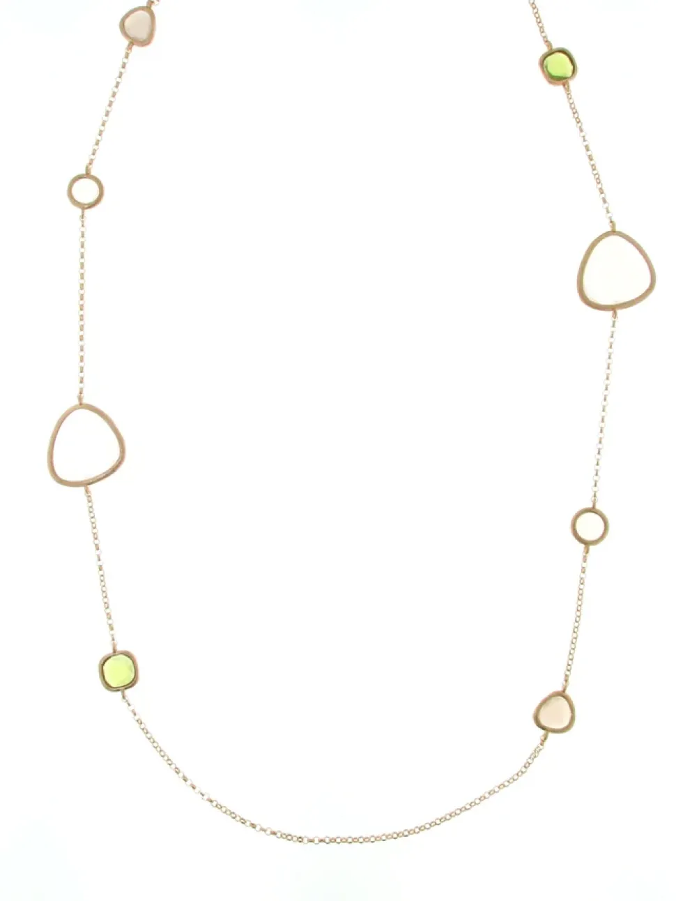 Sterling Silver Rose-Toned Bezeled Murano Glass Necklace