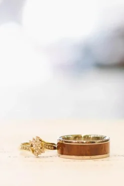 Titanium Ring With Hawaiian Curly Koa Wood